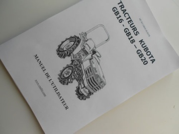 Manuel utilisateur Kubota en français - Kubota : GB16(F), GB18(F), GB20(F)
